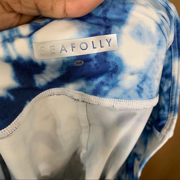 Seafolly Tie Dye Legging Blue White Zip Pockets Size Medium M - Picture 8 of 9